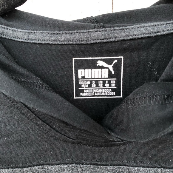 Puma Hoodie Black Thumbhole Ruched Sleeve - Picture 2 of 5